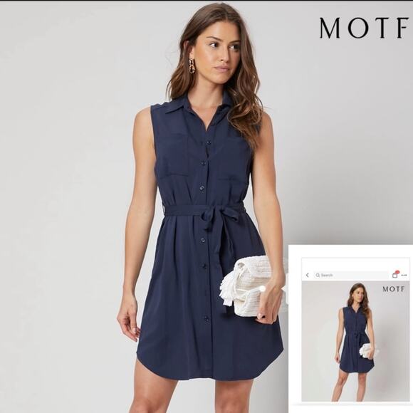 MOTF | Navy Blue Button Down Dress Size XS - Picture 1 of 11